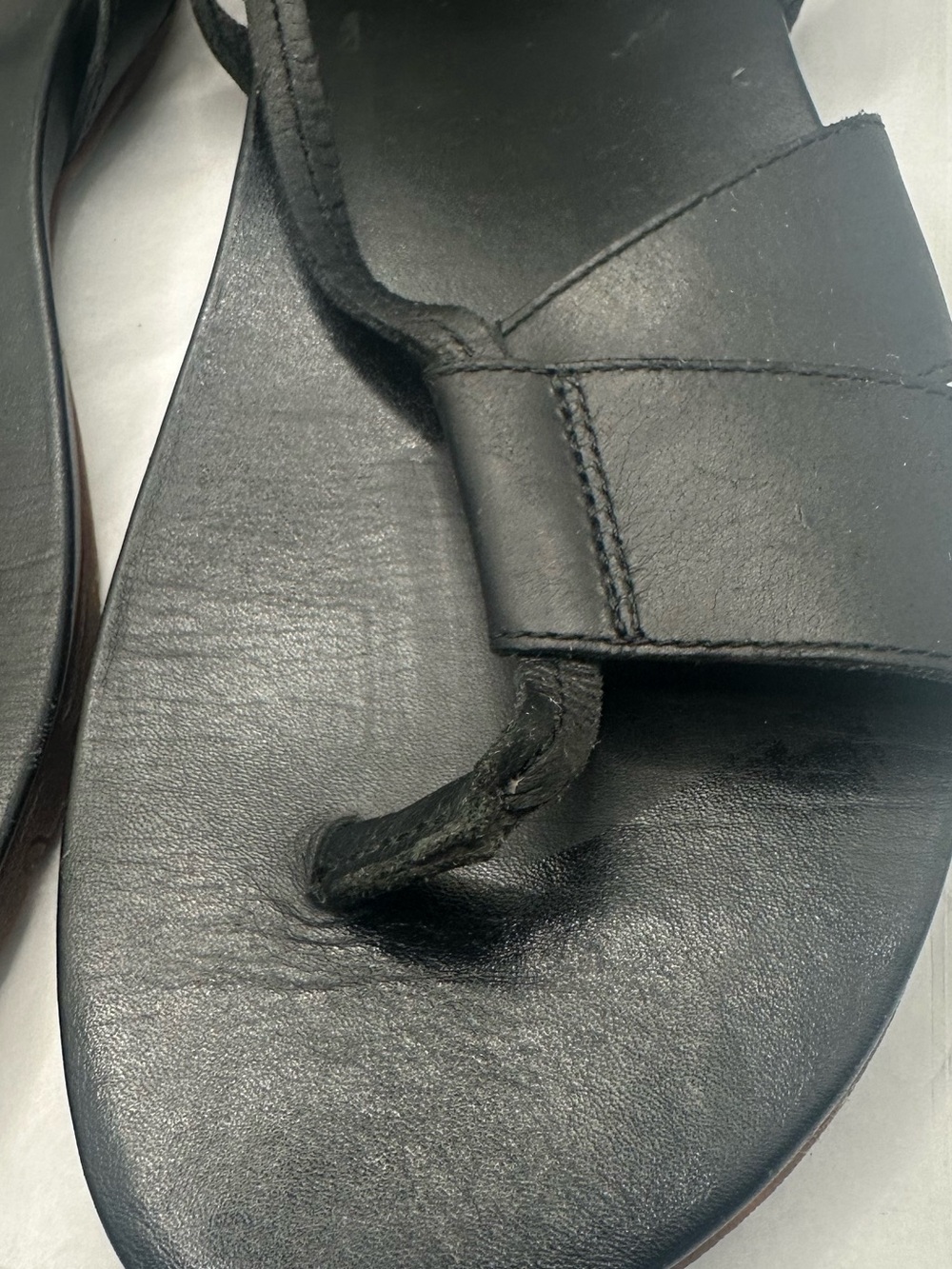 Chaco Women's Black Leather Toe-Loop Sandals - Picture 6 of 10